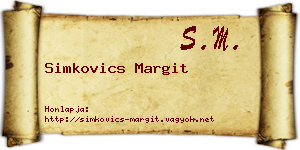 Simkovics Margit névjegykártya
